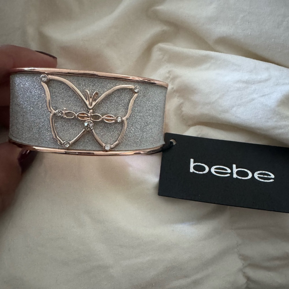 Bebe Silver and Gold Butterfly Cuff Bracelet